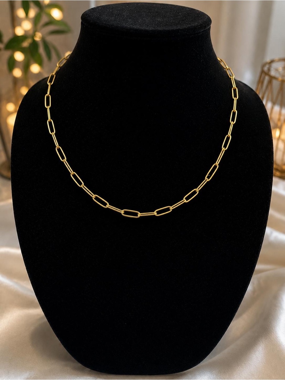 Gold Paperclip Link Necklace - Unbranded
